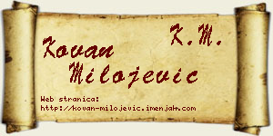 Kovan Milojević vizit kartica